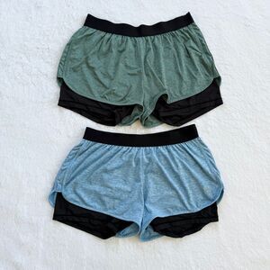 Icyzone Women’s Size L Running Shorts Lined Yoga Athletic Stretch Lot Of 2
